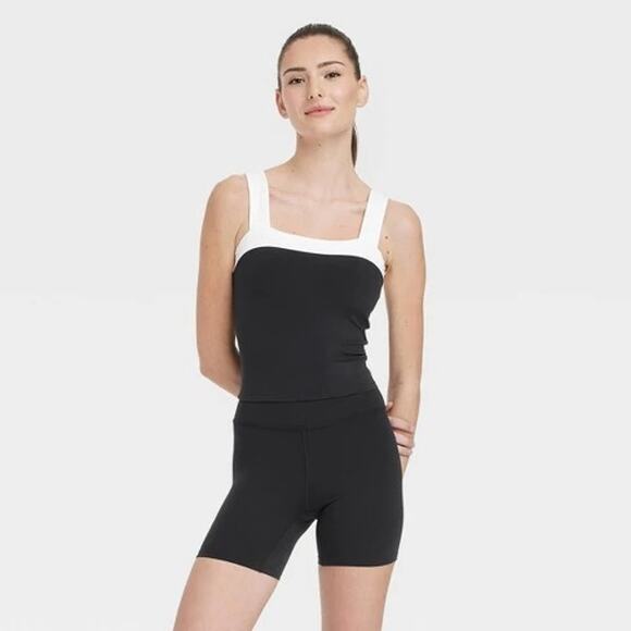 All in Motion Women's Soft Square Neck Cropped Athletic Tank Top Black  XXL - Picture 1 of 6